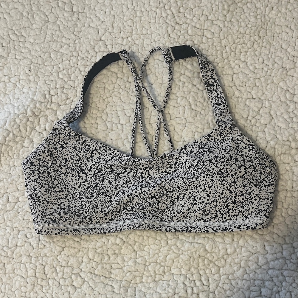 Lululemon Black and White Floral Sports Bra